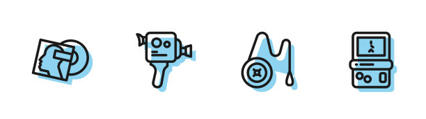 设定线溜溜球玩具黑胶碟复古电影摄影机图片 设定线溜溜球玩具黑胶碟复古电影摄影机图片下载