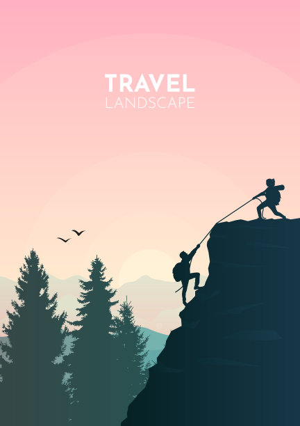爬到山顶。发现、探索、观察自然的旅游理念。徒步旅游。冒险。极简主义的图形传单。多边形平面设计。矢量图图片 爬到山顶。发现、探索、观察自然的旅游理念。徒步旅游。冒险。极简主义的图形传单。多边形平面设计。矢量图图片下载