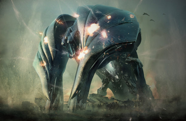 3d渲染的想象未来科幻幻想巨型机器机器人半机械人的军事战争防护盾图片 3d渲染的想象未来科幻幻想巨型机器机器人半机械人的军事战争防护盾图片下载