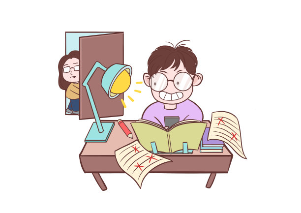 男孩学习期间偷玩手机被妈妈发现的场景插画图片 男孩学习期间偷玩手机被妈妈发现的场景插画图片下载