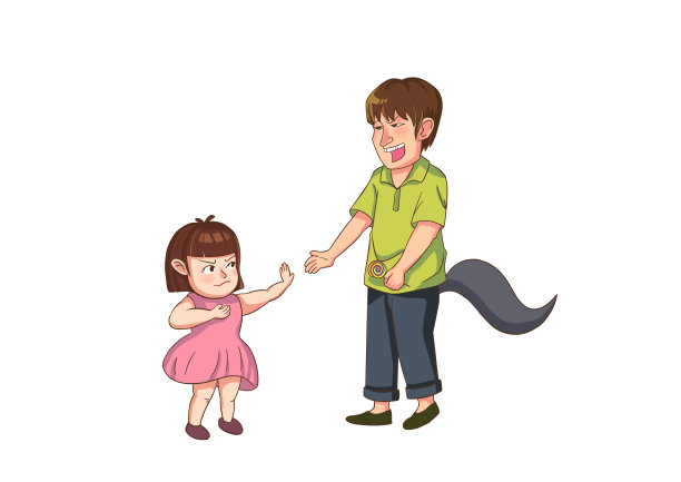 卡通儿童女孩预防色狼教育插画图片 卡通儿童女孩预防色狼教育插画图片下载