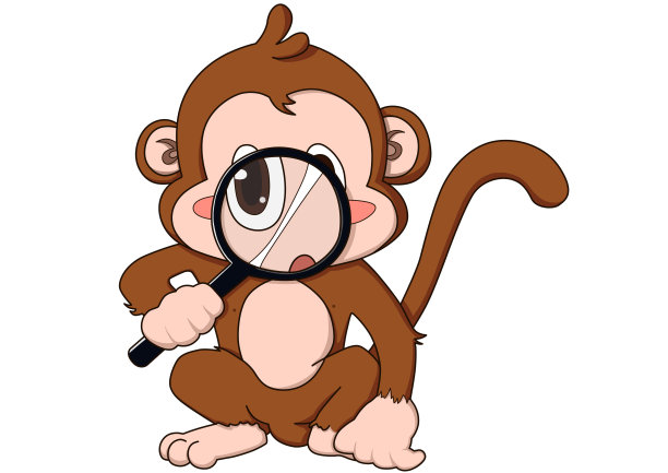 卡通拿放大镜的棕色猴子插画图片 卡通拿放大镜的棕色猴子插画图片下载