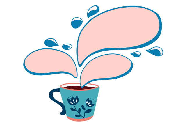 卡通茶杯水滴对话框插画图片 卡通茶杯水滴对话框插画图片下载