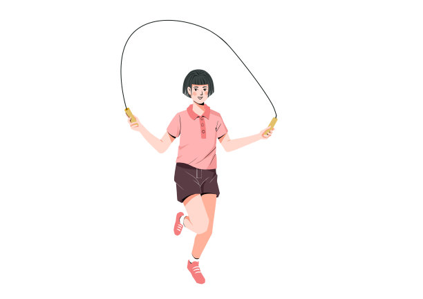 扁平肌理风格女子跳绳运动插画图片 扁平肌理风格女子跳绳运动插画图片下载