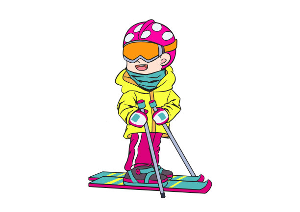 卡通带护目镜滑雪的男孩插画图片 卡通带护目镜滑雪的男孩插画图片下载