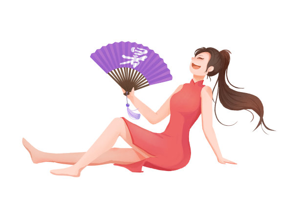 手绘人物中国风夏天旗袍女孩卡通插画图片 手绘人物中国风夏天旗袍女孩卡通插画图片下载