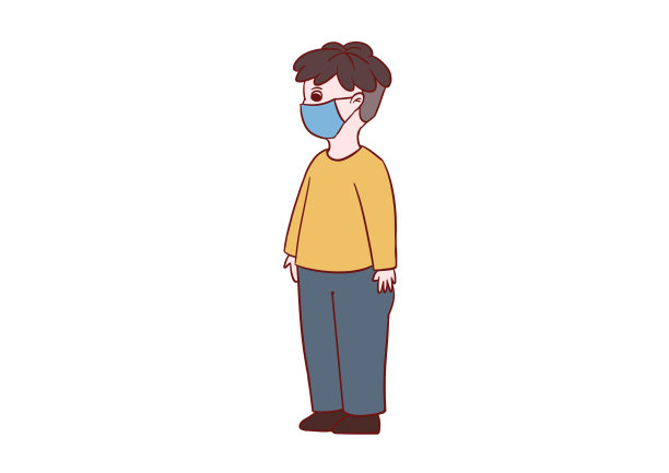 手绘卡通人物戴口罩的小男孩插画图片 手绘卡通人物戴口罩的小男孩插画图片下载