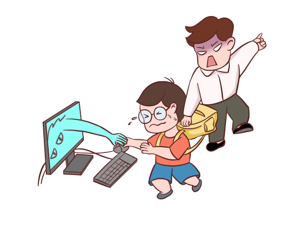 小学生沉迷游戏被家长制止场景插画图片 小学生沉迷游戏被家长制止场景插画图片下载