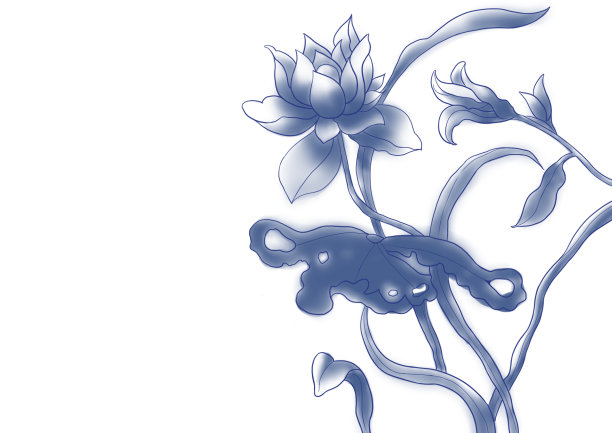 中国风青花瓷花纹花卉插画图片 中国风青花瓷花纹花卉插画图片下载
