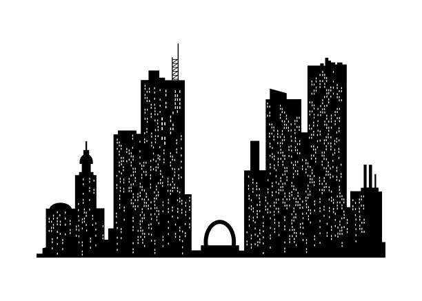 城市景观剪影单色全景图片 城市景观剪影单色全景图片下载