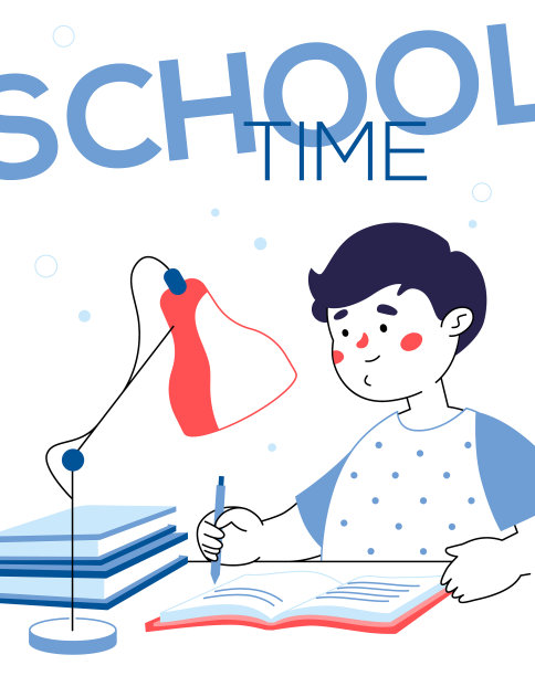 时间为学校-彩色线条设计风格图片 时间为学校-彩色线条设计风格图片下载