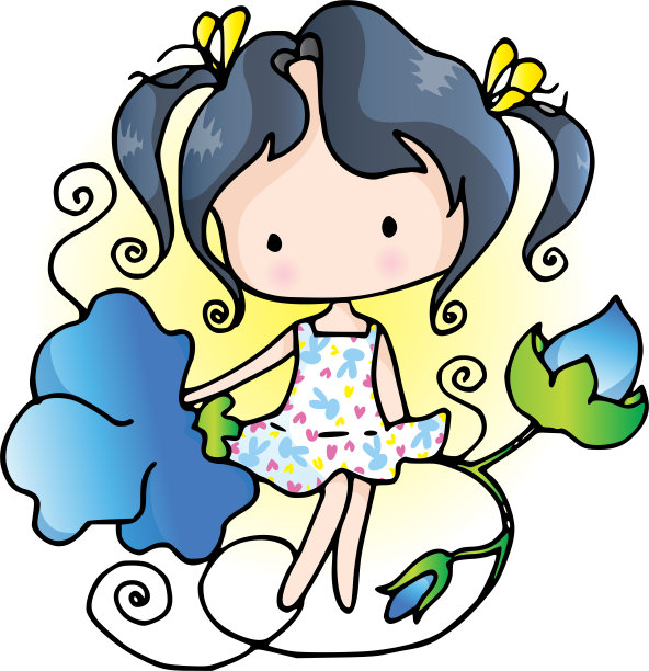 矢量卡通女孩花爱甜图片 矢量卡通女孩花爱甜图片下载