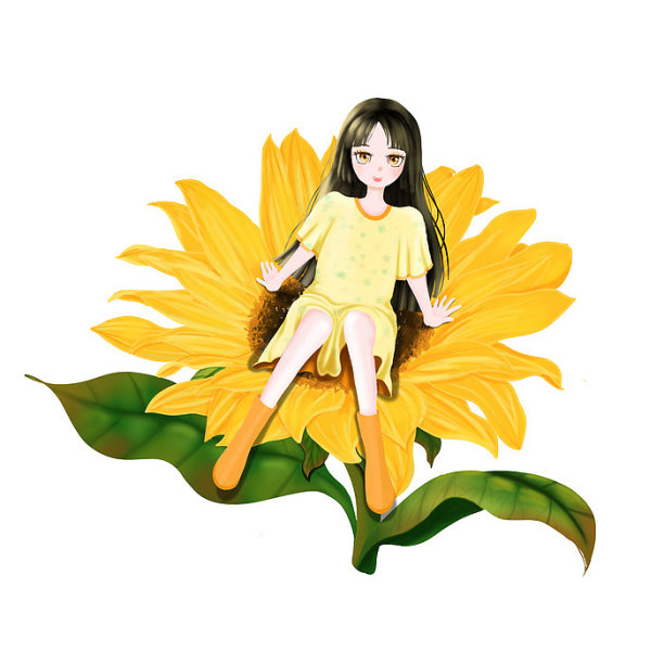 手绘卡通秋天向日葵女孩图片 手绘卡通秋天向日葵女孩图片下载