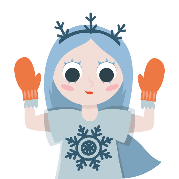 戴手套的雪花女孩图片 戴手套的雪花女孩图片下载
