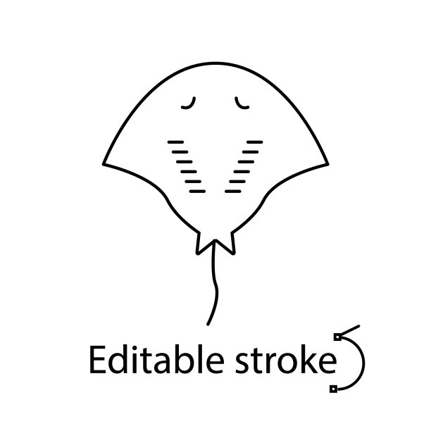 黄貂鱼轮廓图标。马尔代夫的海洋生物。异国情调的度假。可编辑的中风。孤立的矢量图图片 黄貂鱼轮廓图标。马尔代夫的海洋生物。异国情调的度假。可编辑的中风。孤立的矢量图图片下载