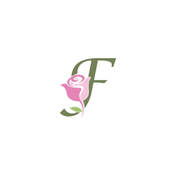 字母f与玫瑰图标标志模板图片 字母f与玫瑰图标标志模板图片下载