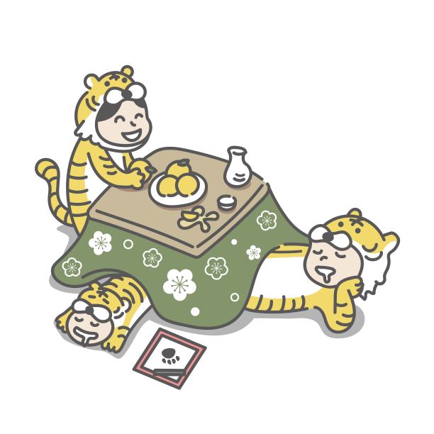 一个穿着老虎服装的家庭正在悠闲地做着暖身图片 一个穿着老虎服装的家庭正在悠闲地做着暖身图片下载