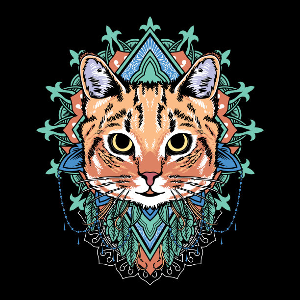 猫曼荼罗卡通与复古曼荼罗艺术图片 猫曼荼罗卡通与复古曼荼罗艺术图片下载