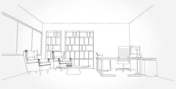 室内起居室平面图的线性草图图片 室内起居室平面图的线性草图图片下载
