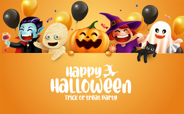 万圣节人物和字母元素设计与复制空间万圣节背景,Trick or Treat的概念,矢量插图图片 万圣节人物和字母元素设计与复制空间万圣节背景,Trick or Treat的概念,矢量插图图片下载