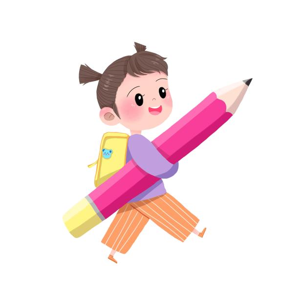 女孩手抱铅笔上学图图片 女孩手抱铅笔上学图图片下载