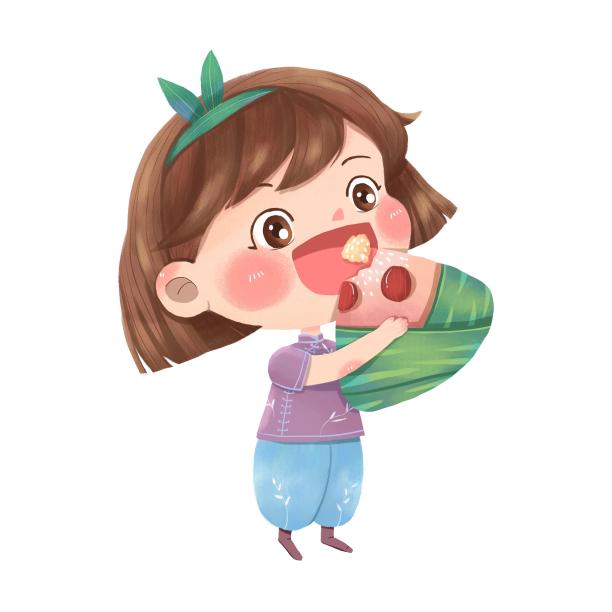 端午节女孩开心吃粽子素材图片 端午节女孩开心吃粽子素材图片下载