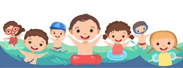 孩子们在水里嬉闹玩耍。波。游泳、跳水和水上运动。泳池或海滩。孤立在白色背景上。漫画风格的插图。平面设计。矢量艺术图片 孩子们在水里嬉闹玩耍。波。游泳、跳水和水上运动。泳池或海滩。孤立在白色背景上。漫画风格的插图。平面设计。矢量艺术图片下载