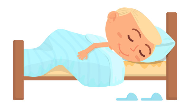 睡觉的男孩。卡通小孩睡在床上。甜美的梦图片 睡觉的男孩。卡通小孩睡在床上。甜美的梦图片下载