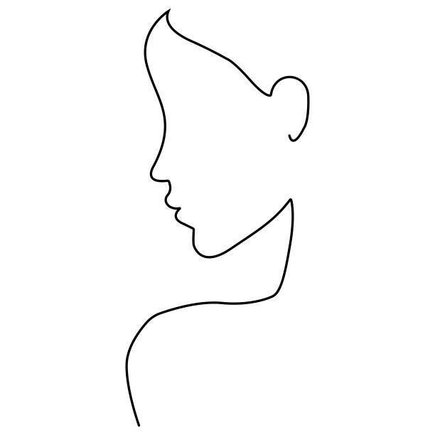 女孩的剪影。极简黑白插图。图片 女孩的剪影。极简黑白插图。图片下载
