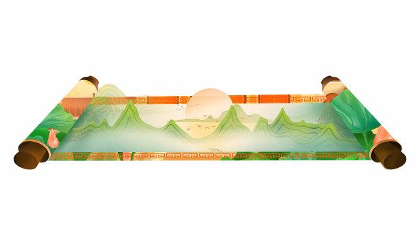 原创中国风国潮卷轴山河插画元素图片 原创中国风国潮卷轴山河插画元素图片下载