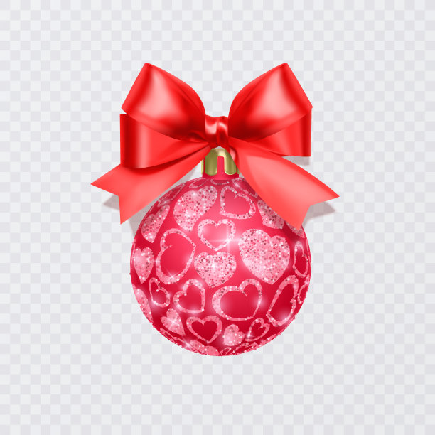 带蝴蝶结的红色圣诞球。新年装饰孤立在白色背景,矢量插图图片 带蝴蝶结的红色圣诞球。新年装饰孤立在白色背景,矢量插图图片下载