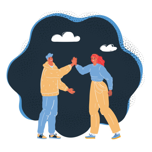 矢量插图的男人和女人给五个黑暗的背景。良好的团队合作精神。图片 矢量插图的男人和女人给五个黑暗的背景。良好的团队合作精神。图片下载