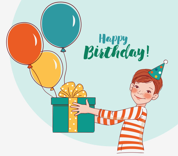 可爱的男孩带着礼物。生日快乐矢量插图图片 可爱的男孩带着礼物。生日快乐矢量插图图片下载