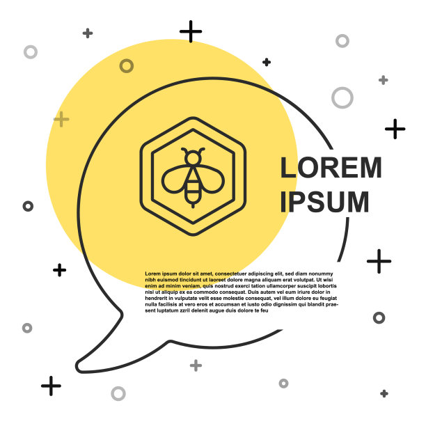 黑线蜜蜂和蜂巢图标孤立图片 黑线蜜蜂和蜂巢图标孤立图片下载