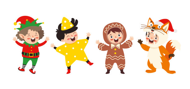 孩子们穿着圣诞主题的服装图片 孩子们穿着圣诞主题的服装图片下载