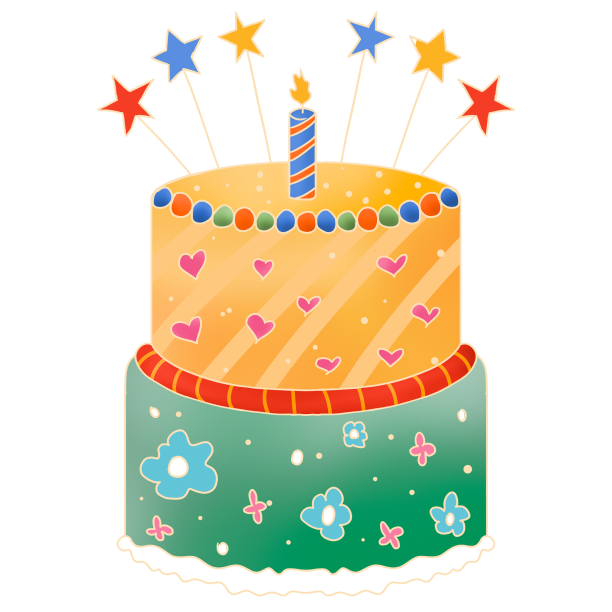 生日蛋糕黄色绿色奶油星星蜡烛图片 生日蛋糕黄色绿色奶油星星蜡烛图片下载