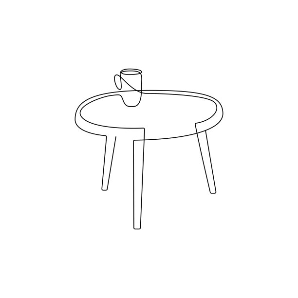 桌上咖啡杯的连续线条画。hygge风格的室内装饰用线性轮廓家具。涂鸦矢量插图。图片 桌上咖啡杯的连续线条画。hygge风格的室内装饰用线性轮廓家具。涂鸦矢量插图。图片下载