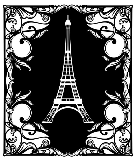 古董繁盛明信片矢量-黑色和白色复古框架与艾菲尔铁塔图片 古董繁盛明信片矢量-黑色和白色复古框架与艾菲尔铁塔图片下载