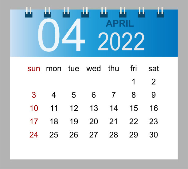 2022年4月。矢量月历模板2022年在简单的风格为模板设计。图片 2022年4月。矢量月历模板2022年在简单的风格为模板设计。图片下载