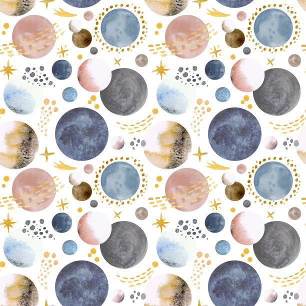 水彩模式的空间与行星和恒星图片 水彩模式的空间与行星和恒星图片下载
