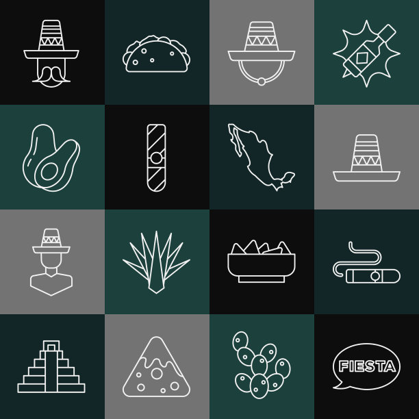 设置线节日雪茄墨西哥宽边帽鳄梨图片 设置线节日雪茄墨西哥宽边帽鳄梨图片下载