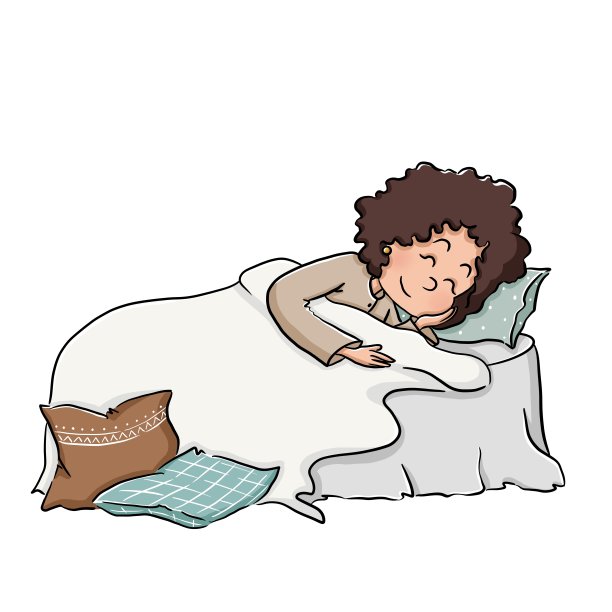 黑色卷发的女孩睡在床上。昼夜节律。早上和晚上。图片 黑色卷发的女孩睡在床上。昼夜节律。早上和晚上。图片下载