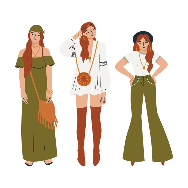 波西米亚风格的服装。穿着波西米亚服装的女人。波西米亚风格的时尚为年轻女性。波西米亚风格。平面向量插图。图片 波西米亚风格的服装。穿着波西米亚服装的女人。波西米亚风格的时尚为年轻女性。波西米亚风格。平面向量插图。图片下载