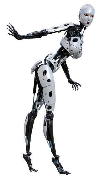 3D渲染女性机器人在白色图片 3D渲染女性机器人在白色图片下载