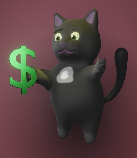 猫和绿钱符号和红色背景图片 猫和绿钱符号和红色背景图片下载