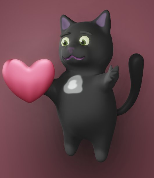 猫、心和红色背景图片 猫、心和红色背景图片下载