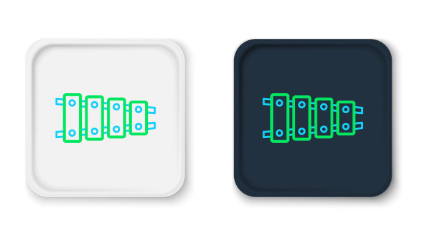 线木琴-乐器与13个木条和两个打击锤图标孤立在白色背景。色彩斑斓的轮廓的概念。向量图片 线木琴-乐器与13个木条和两个打击锤图标孤立在白色背景。色彩斑斓的轮廓的概念。向量图片下载