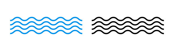 波图标。海洋和海浪图标。行水插图。河流和水池的标志。大纲海滩的象征。向量图片 波图标。海洋和海浪图标。行水插图。河流和水池的标志。大纲海滩的象征。向量图片下载