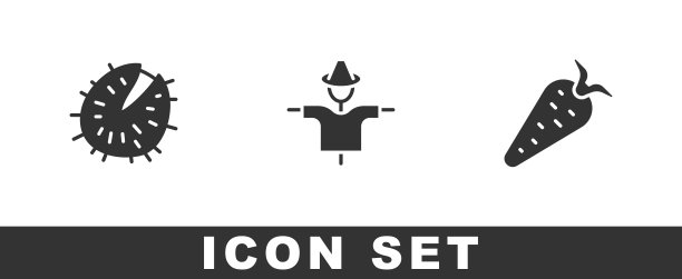 设置栗子,稻草人和胡萝卜图标。向量图片 设置栗子,稻草人和胡萝卜图标。向量图片下载