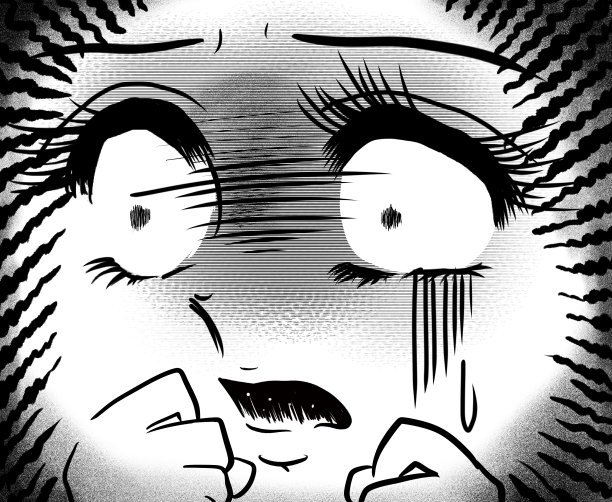 70年代的日本少女漫画描绘了一个苍白的脸感到恐惧的女孩图片 70年代的日本少女漫画描绘了一个苍白的脸感到恐惧的女孩图片下载